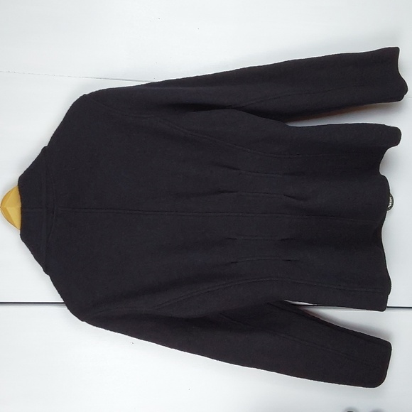 TSD Two Star Dog Black 100% Wool Minimalist Neutral Warm Wrap Coat Chic Sz.M - Picture 11 of 15